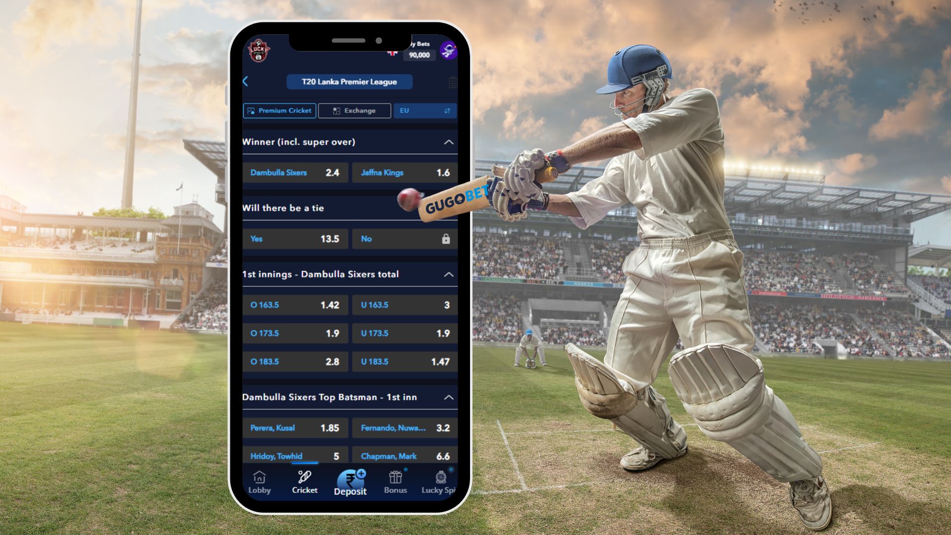 GUGOBET’s Cricket Betting Odds